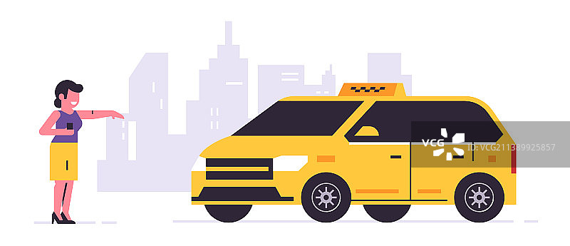 在线出租车订购服务，一位黄色衣服的司机图片素材