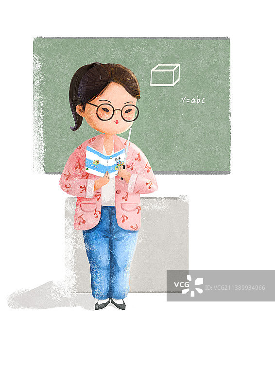 讲台前讲课的女数学教师图片素材