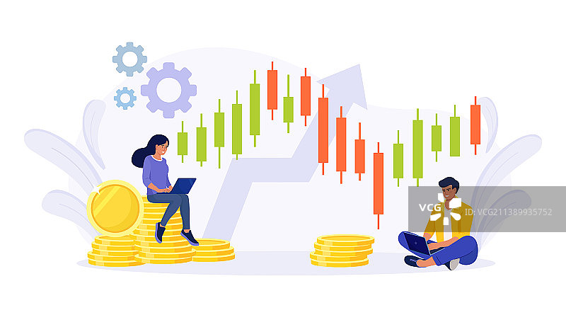 迷你人股票交易员买卖股票图片素材