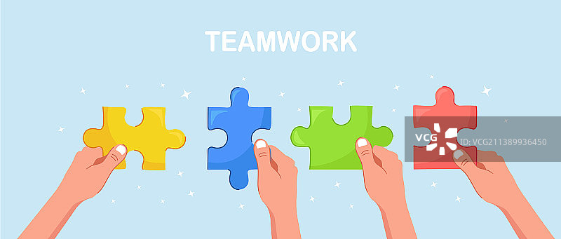 商务人士手持拼图碎片图片素材