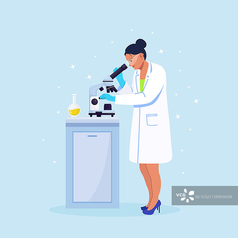 年轻女科学家正在观察图片素材