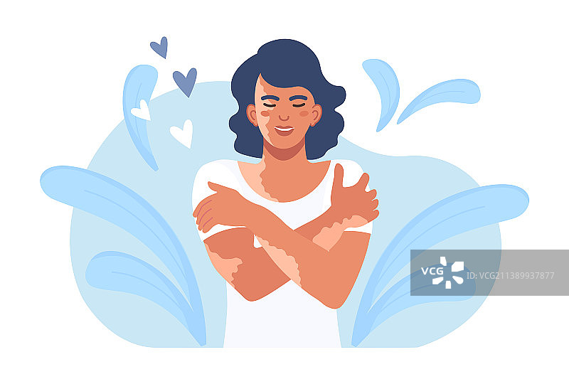 有皮肤问题的女人拥抱自己图片素材