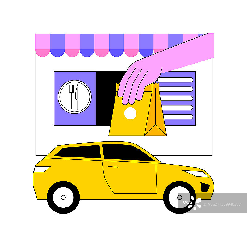 汽车餐厅抽象概念图片素材