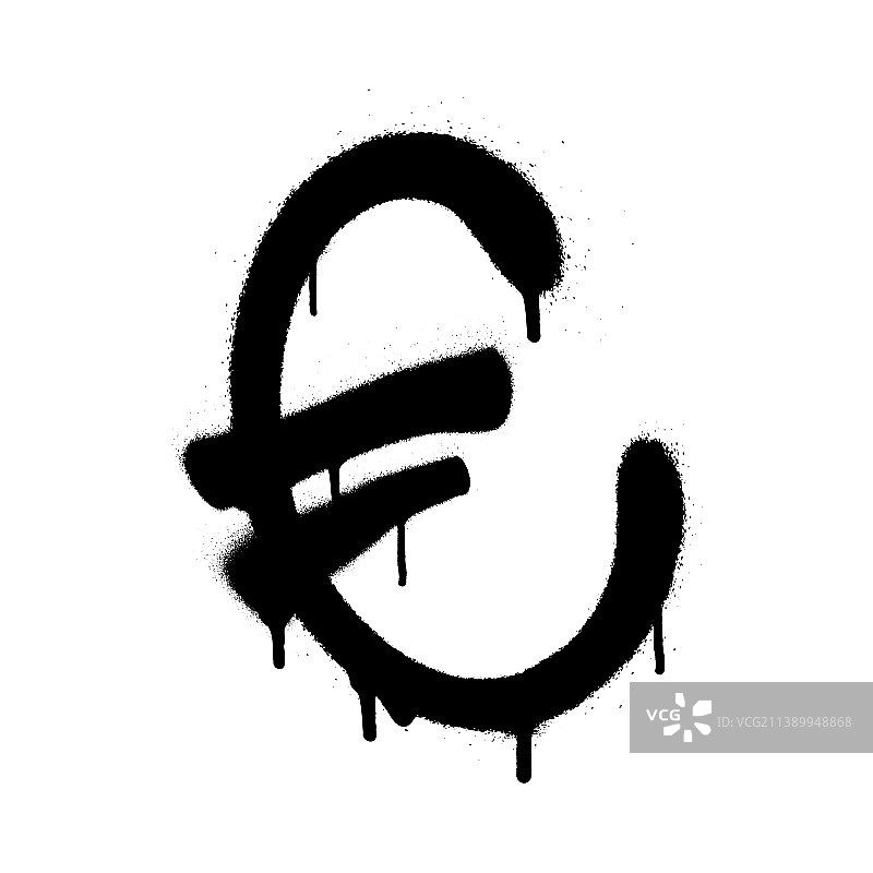 欧元黑色喷绘涂鸦符号货币图标图片素材