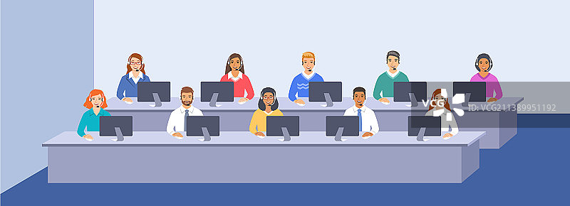 办公室呼叫中心客服团队图片素材