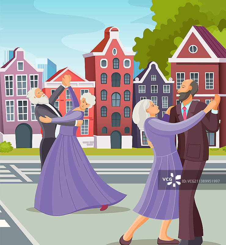 一起跳舞的老年男女图片素材