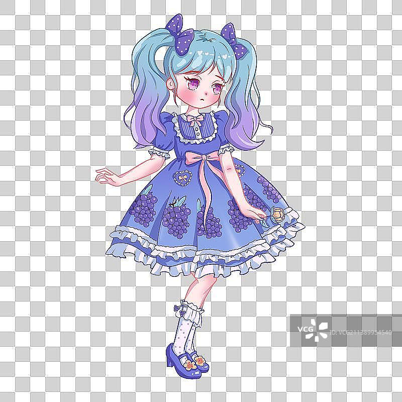 紫色可爱二次元人物元素图片素材