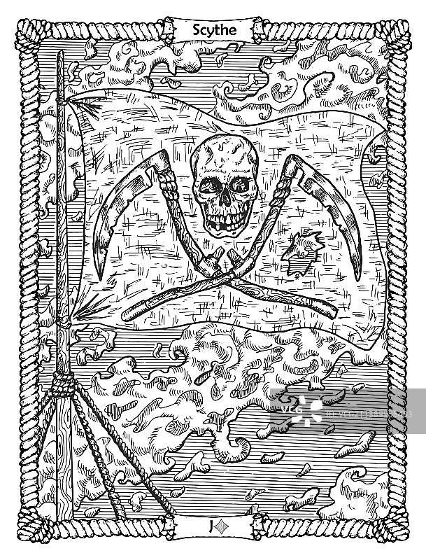 旧式海洋雷诺曼卡牌中的镰刀牌图片素材