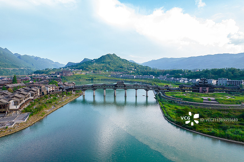 重庆黔江濯水古镇航拍图片素材