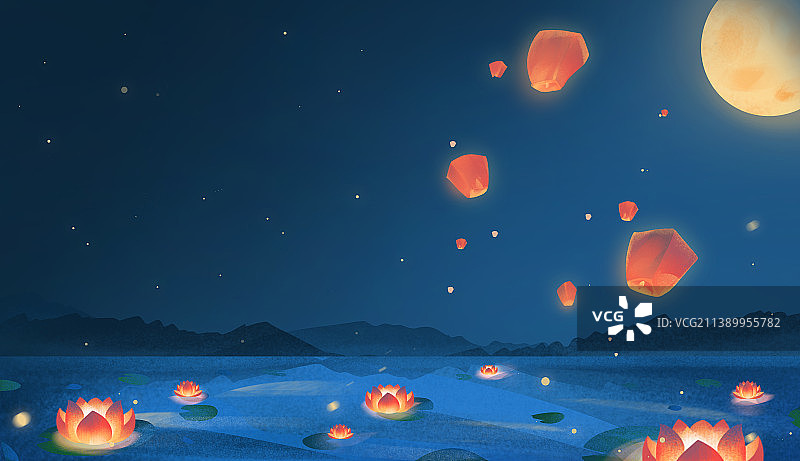 中国传统文化中元节图片素材