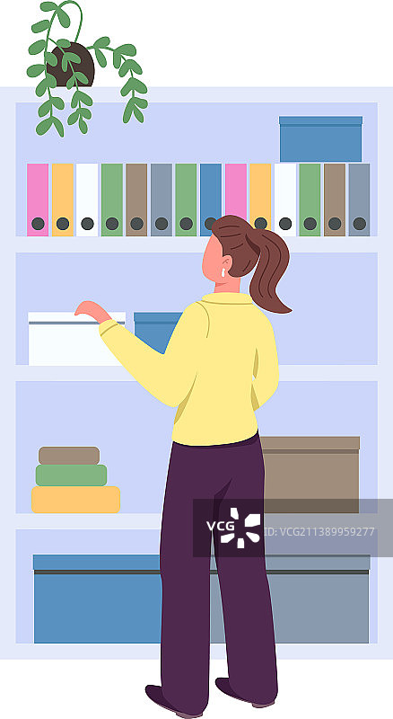 文件中的员工搜索半扁平色图标图片素材