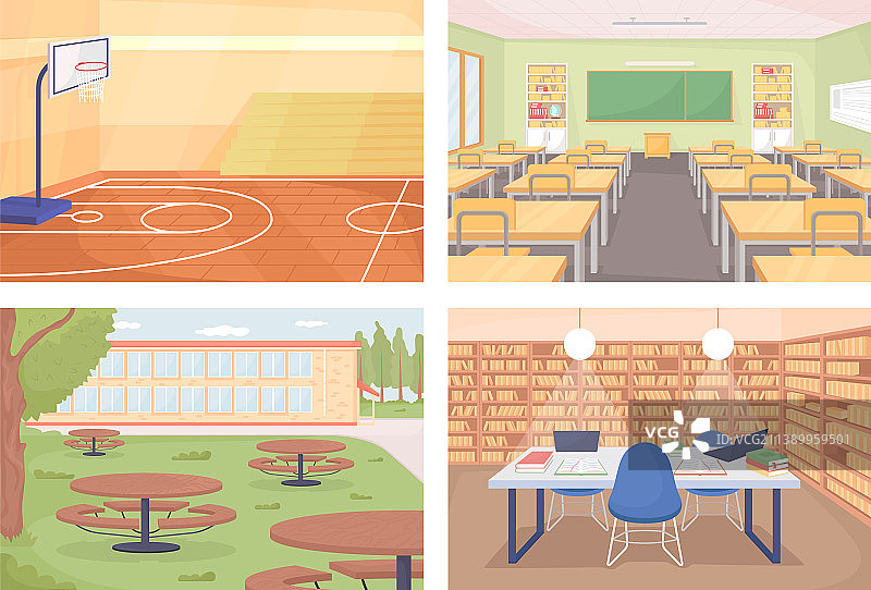 高中扁平风格彩色合集图片素材