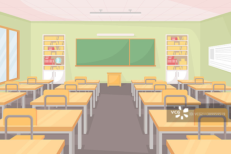 学校教室扁平色块设计图片素材