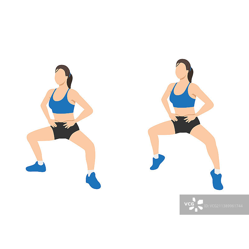 女人做屈膝深蹲提踵运动图片素材