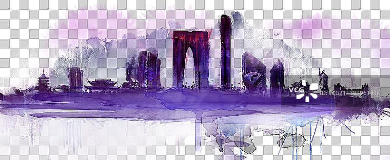 苏州地标建筑插画背景图片图片素材