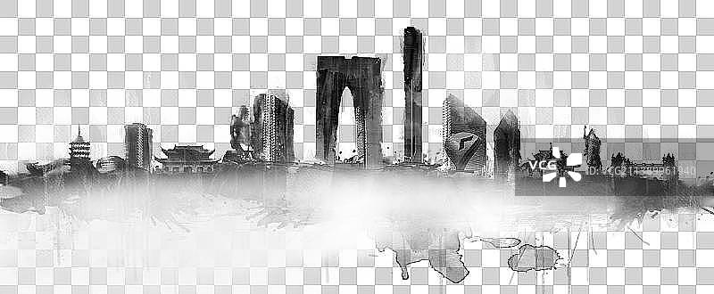 苏州地标建筑插画背景图片图片素材