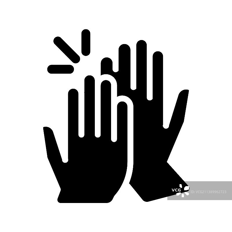 击掌黑色字形图标图片素材