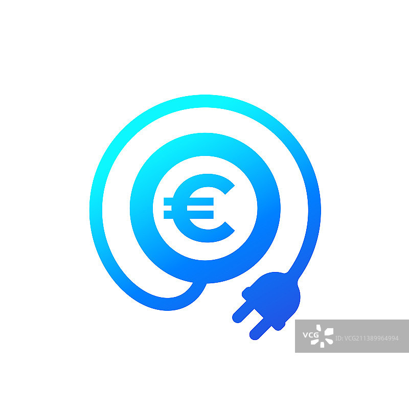 带插头和欧元的电费图标图片素材