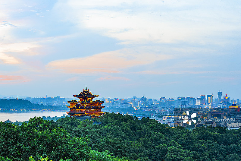 杭州夜景 杭州城隍阁 杭州城市夜景 杭州西湖夜景图片素材