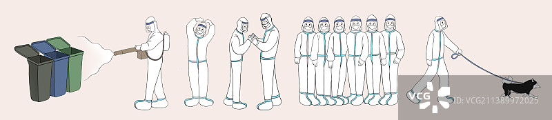 医护工作者抗击疫情，一起加油插画，五一劳动节致敬白衣天使图片素材