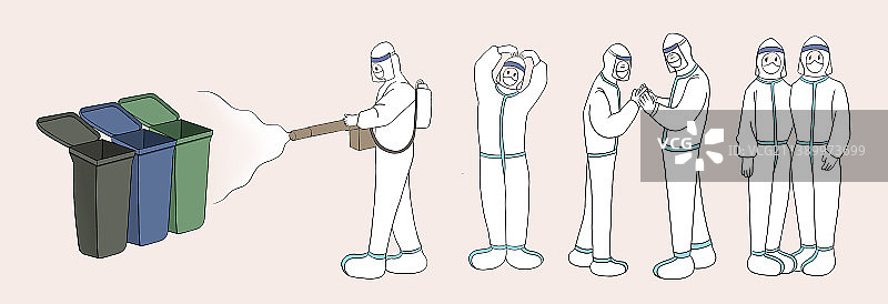 医护工作者抗击疫情，一起加油插画，五一劳动节致敬白衣天使图片素材