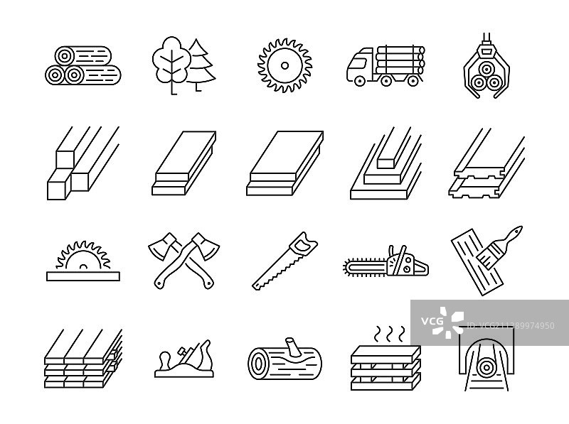 木材线条图标锯木厂合集图片素材