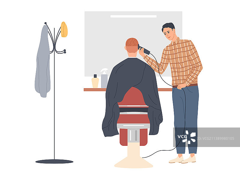 发型师为男顾客理发（后视图）图片素材