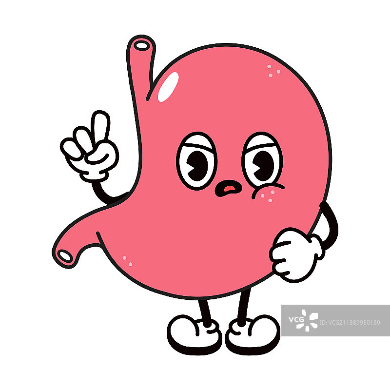 可爱有趣生气的悲伤的卡通手绘胃图片素材