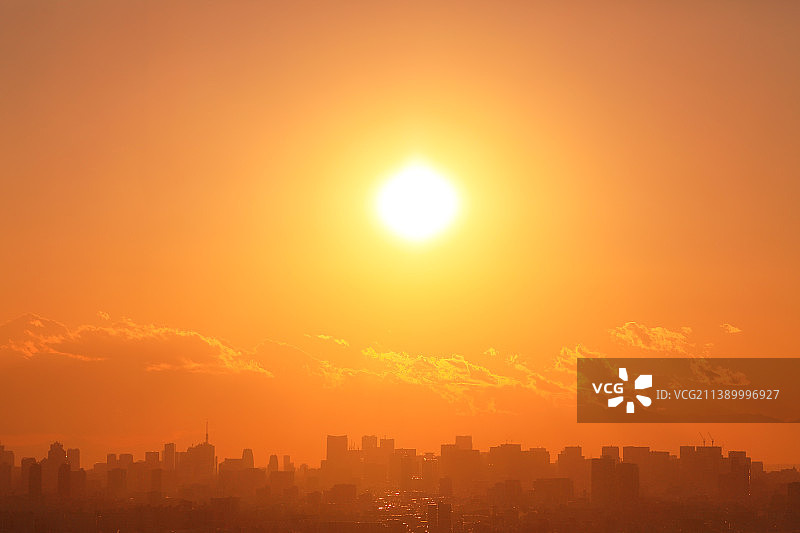 东京城市景观的日落图片素材