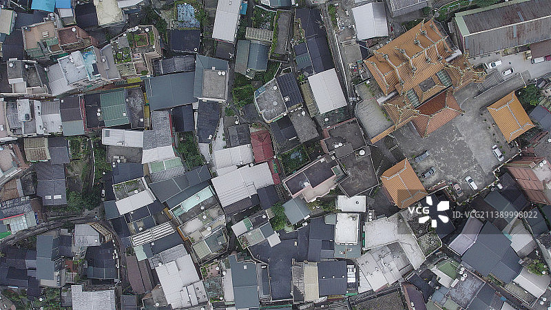 台湾台北瑞芳九份金瓜石的空拍图片素材