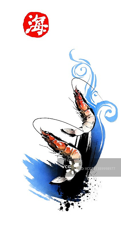 对虾笔触画图片素材