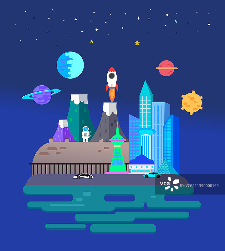 未来城市矢量插画图片素材