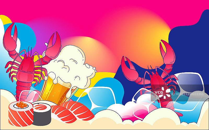 国际啤酒节夏日美食节聚会狂欢派对活动插画图片素材