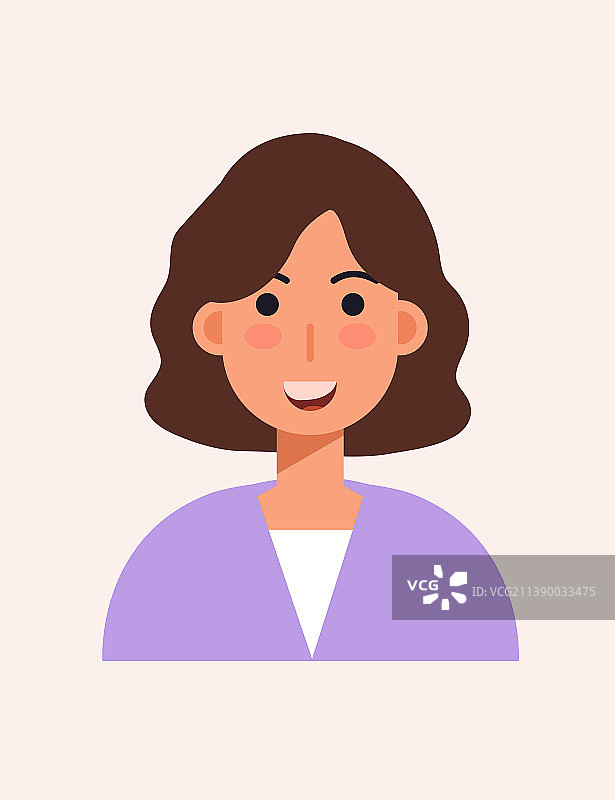 可爱的长发女孩头像证件照矢量插画素材图片素材