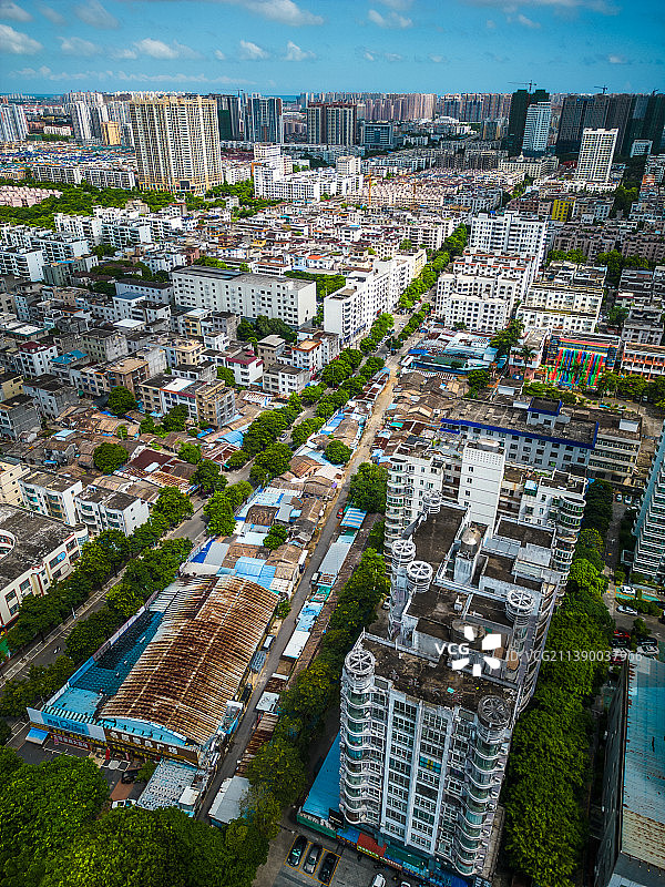 北海海城区城市建筑航拍图片素材