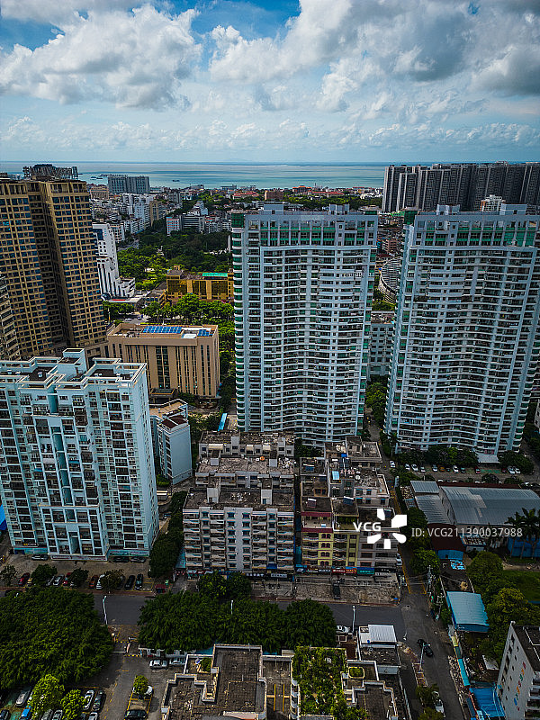 北海海城区城市建筑航拍图片素材