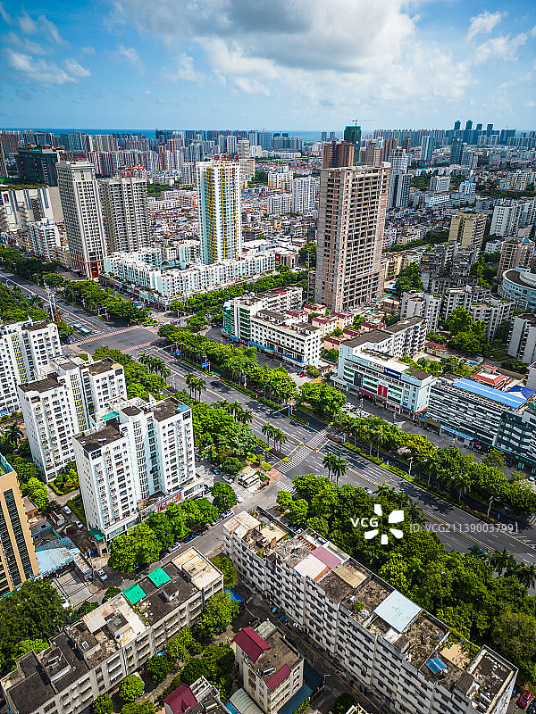 北海海城区城市建筑航拍图片素材