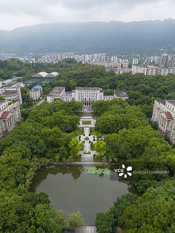 重庆北碚西南大学航拍风景图片素材