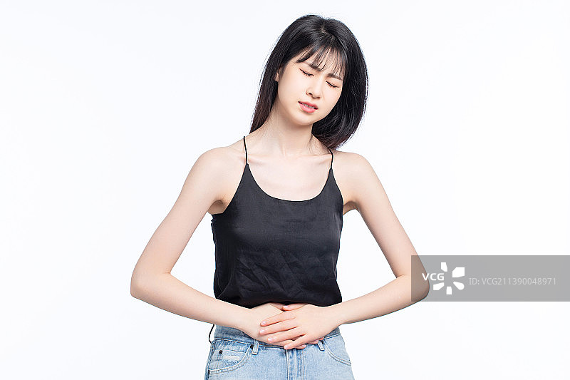 白色背景里的亚洲女孩图片素材