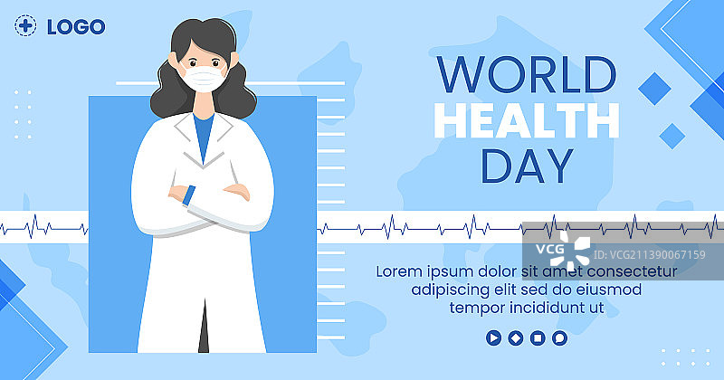 世界健康日扁平医疗海报模板图片素材