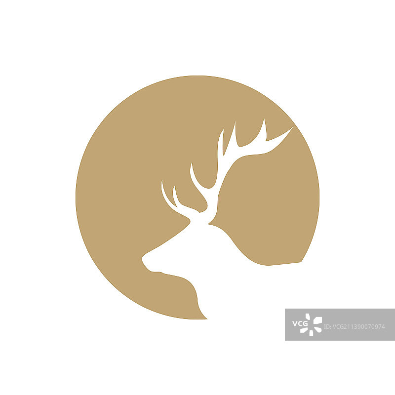 负空间圆形小鹿logo设计图片素材