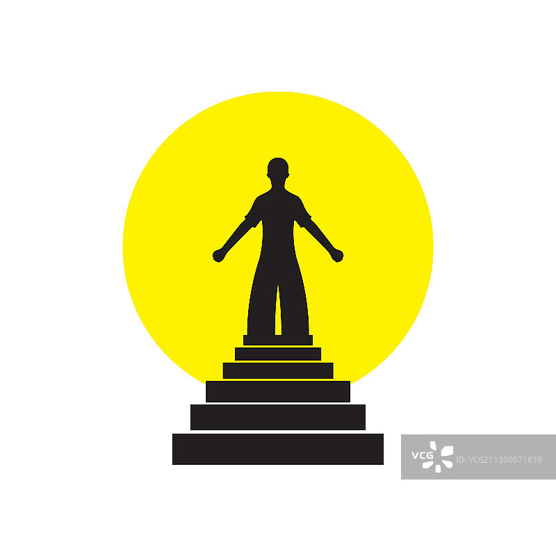 领奖台上的获胜者男人剪影标志设计图片素材