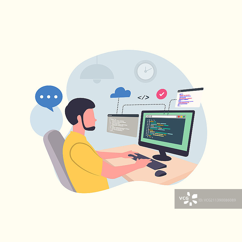 程序员在电脑上输入数据代码图片素材