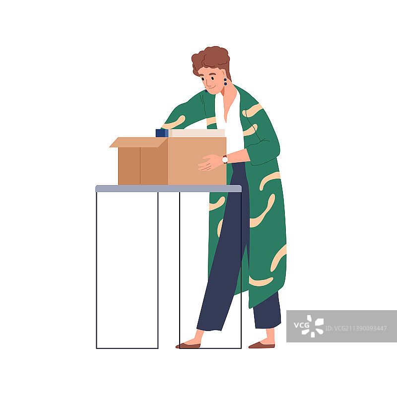 人物打包纸箱装东西图片素材