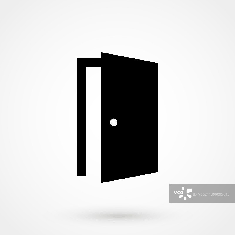 灰色背景上的扁平风格门图标图片素材