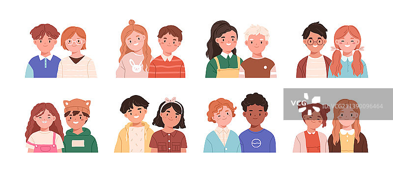 快乐的孩子们：情侣、朋友和同学图片素材