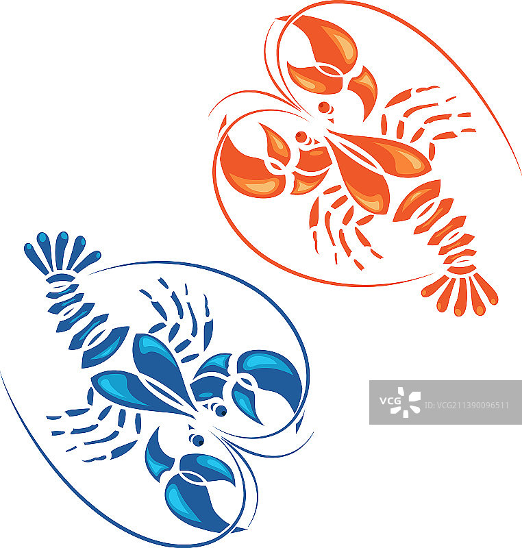 蓝红色龙虾图片素材