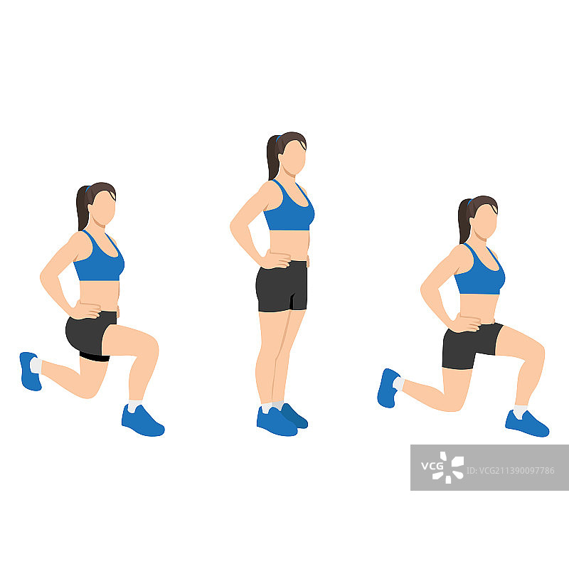 女人做前后弓步运动图片素材