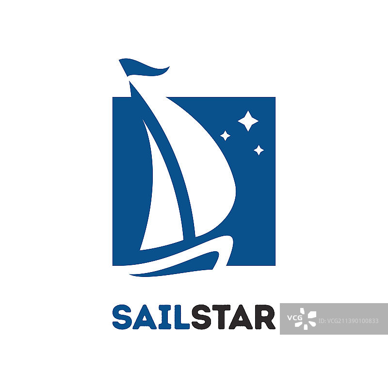帆船星星logo概念图片素材