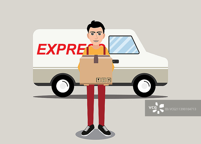 扁平风格：配送概念卡车图片素材